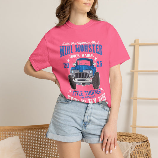 Funny Mini Monster Truck Manic Speed Truck Power Sarcastic Extreme Adventure Four-Wheel Drive Unisex Heavy Cotton T-Shirt