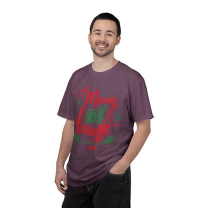 Cheerful Merry & Bright Joyful Christmas Time Christmas Lights Merry Christmas Jesus Birth Unisex Heavy Cotton T-Shirt