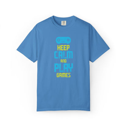 Funny Keep Calm And Play Games Pro Gamer Skills Gaming Mindset Sarcastic Gameplay Optimization Unisex Heavy Cotton T-Shirt