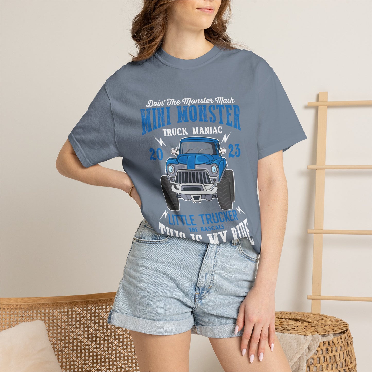 Funny Mini Monster Truck Manic Speed Truck Power Sarcastic Extreme Adventure Four-Wheel Drive Unisex Heavy Cotton T-Shirt
