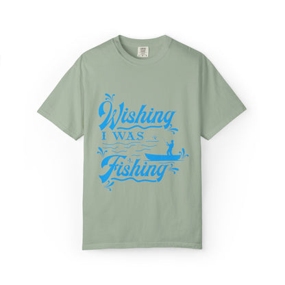 Funny Wishing I Was Fishing Catch and Release Unconditional Love Fishing Boat  Fishing Rod Sarcastic Adventure Unisex Heavy Cotton T-Shirt