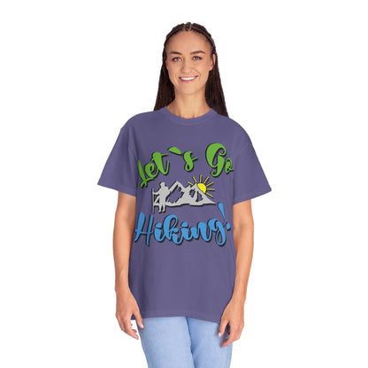 Let’s Go Hiking! Trendy Tee Adventure Mountain Hut Fun Activities Unisex Heavy Cotton T-Shirt