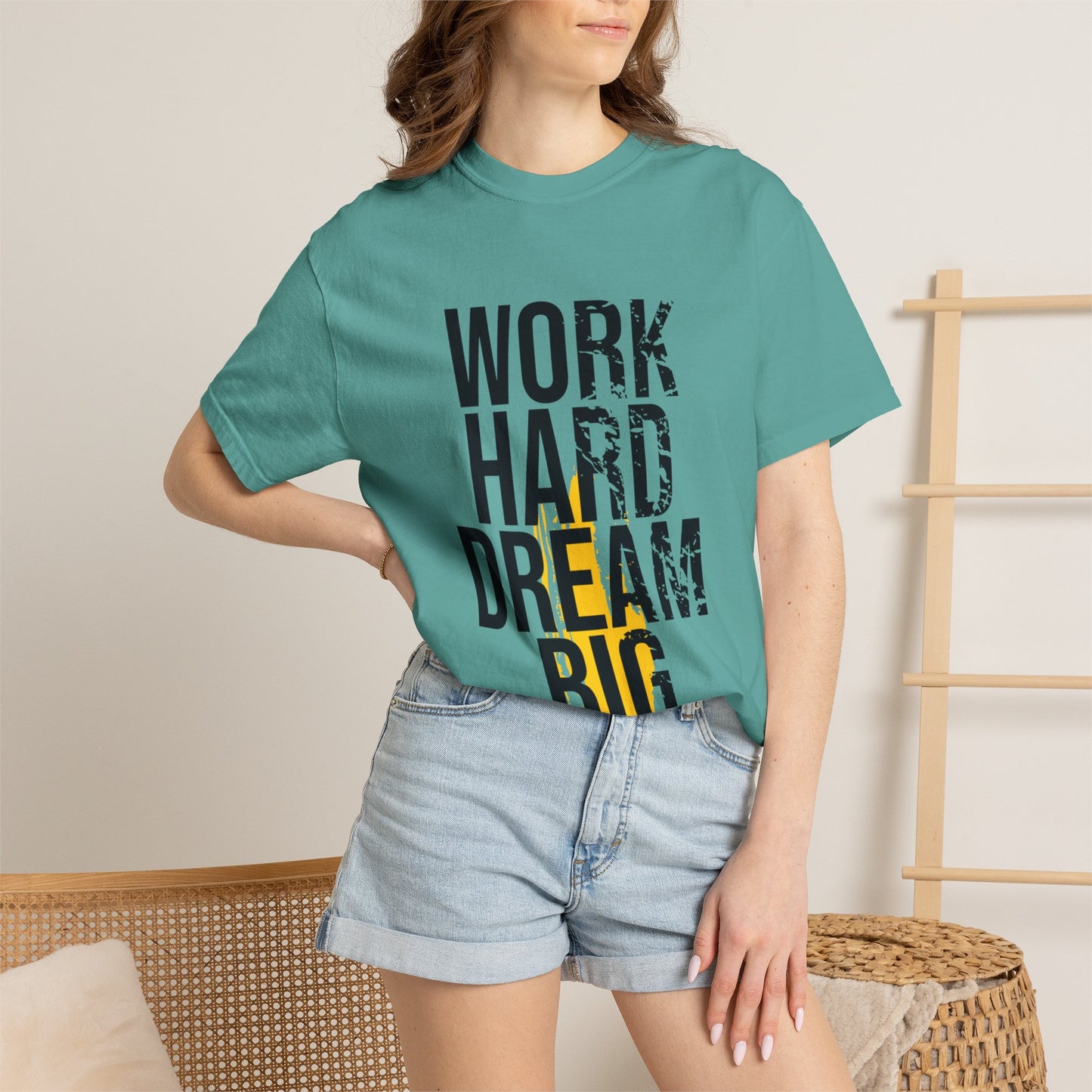 Work Hard Dream Big Creativity Imagination Tee Determination Reach For The Stars Unisex Heavy Cotton T-Shirt