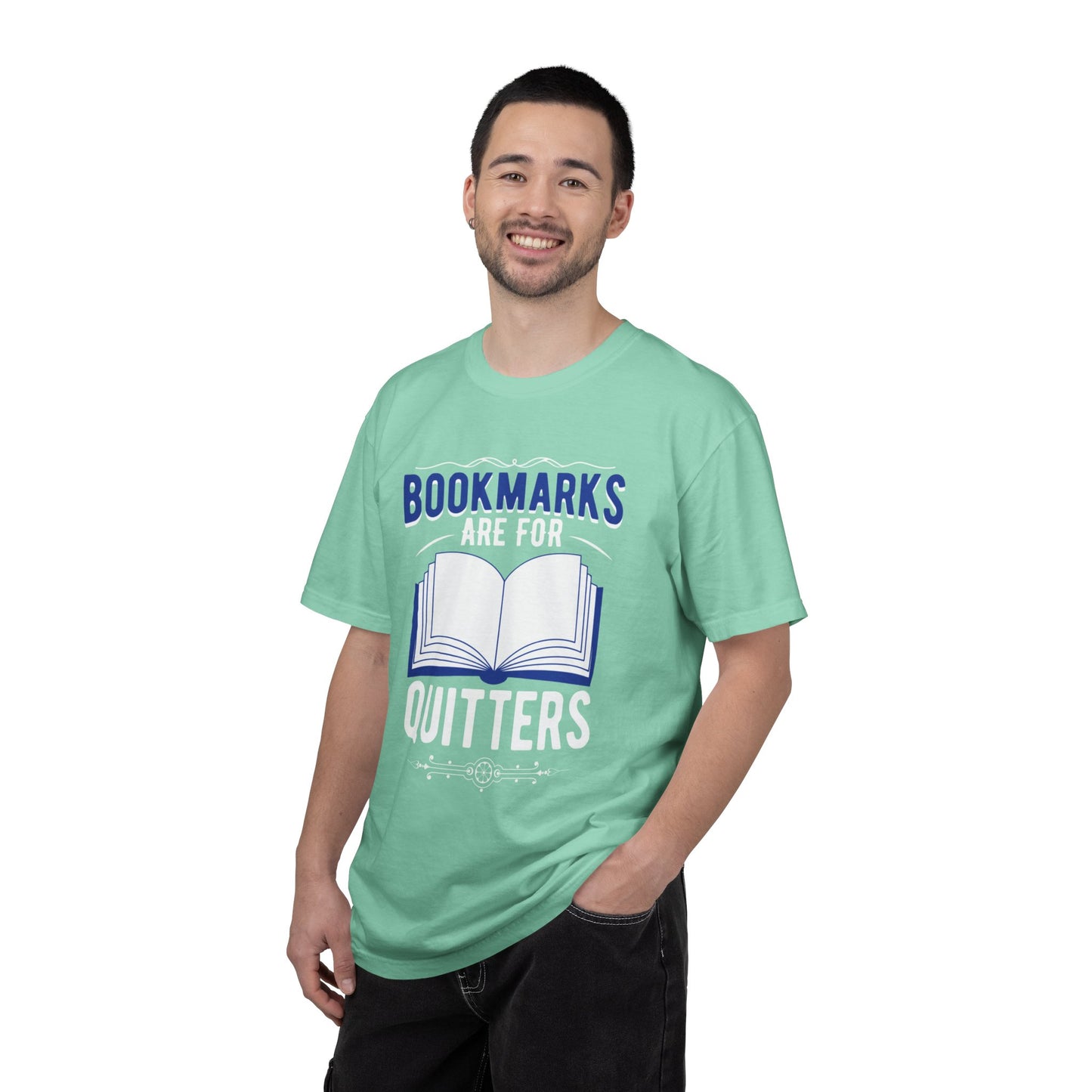 Bookmarks Are For Quitters Literary Glamour Trendy Tee Topics Story Reads Sparkling Stories Reminders Unisex Heavy Cotton T-Shirt
