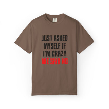 Just Asked Myself If I’M Crazy We Said No Funny Tee Self-Doubt Humourous Mental Stability Sarcastic Unisex Heavy Cotton T-Shirt
