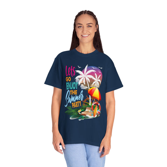 Exciting Lets Go Enjoy The Summer Party Summer Adventure Camp Beach Days Ice Cream Road Trips Unisex Heavy Cotton T-Shirt