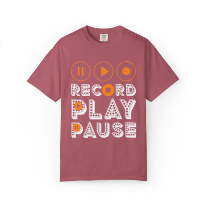Thrilling Record Play Pause Playback Actions Sound Management Audio Functions Unisex Heavy Cotton T-Shirt