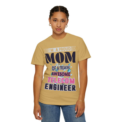 Proud Mom Telecom Engineer Mobile Technology Signal Processing Digital Communication Radio Frequencies Unisex Heavy Cotton T-Shirt