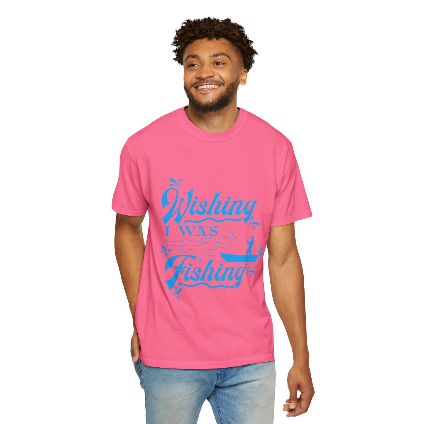 Funny Wishing I Was Fishing Catch and Release Unconditional Love Fishing Boat  Fishing Rod Sarcastic Adventure Unisex Heavy Cotton T-Shirt