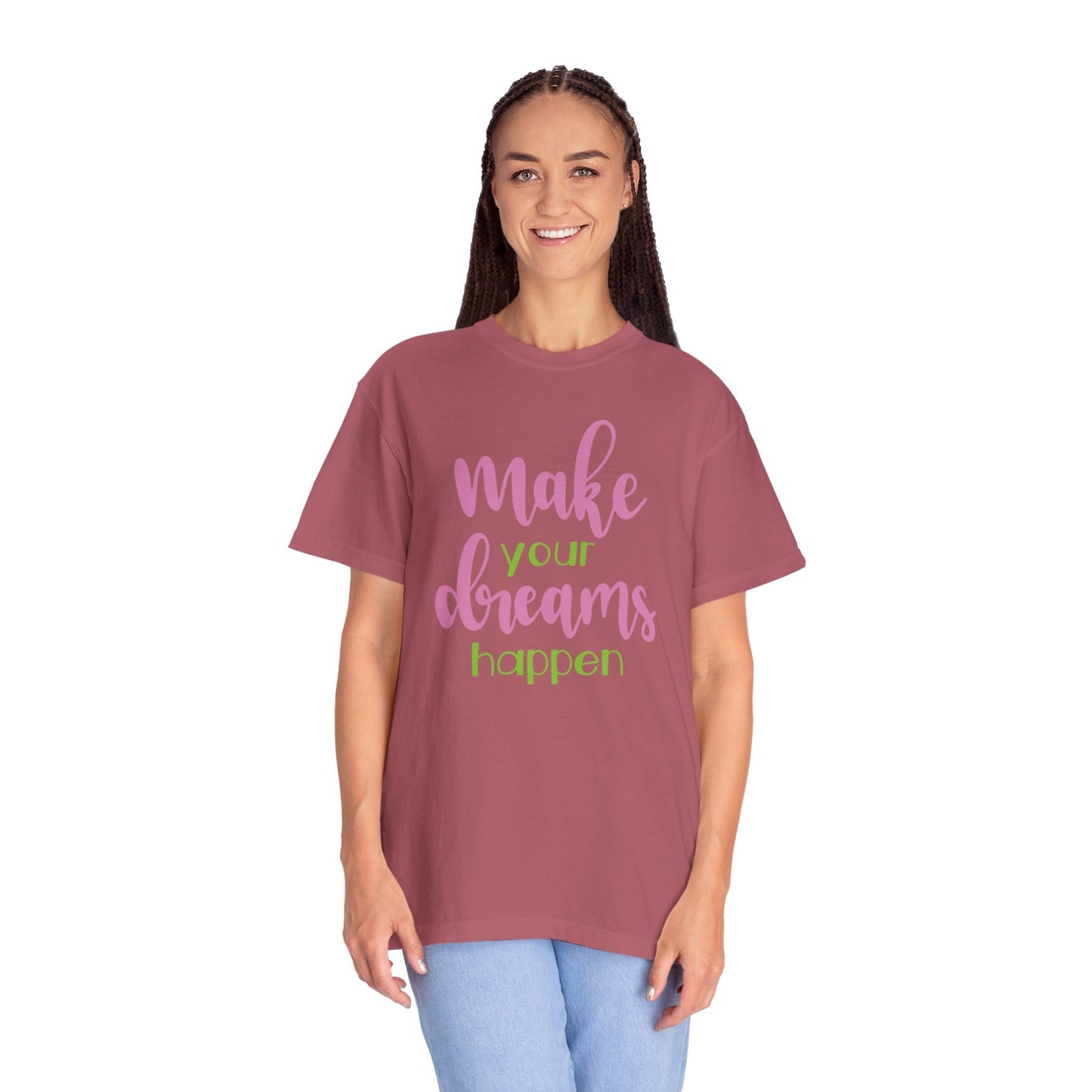 Make Your Dreams Happen Stay Positive Work Hard Success Tee Ambition Hustle Focus Unisex Heavy Cotton T-Shirt