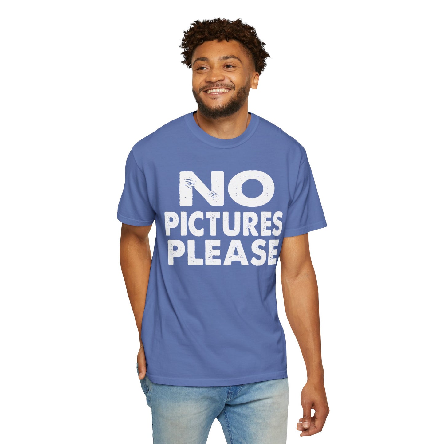 No Picture Please Photogenic Tee No Flash Camera-Shy Personal Space Unisex Heavy Cotton T-Shirt