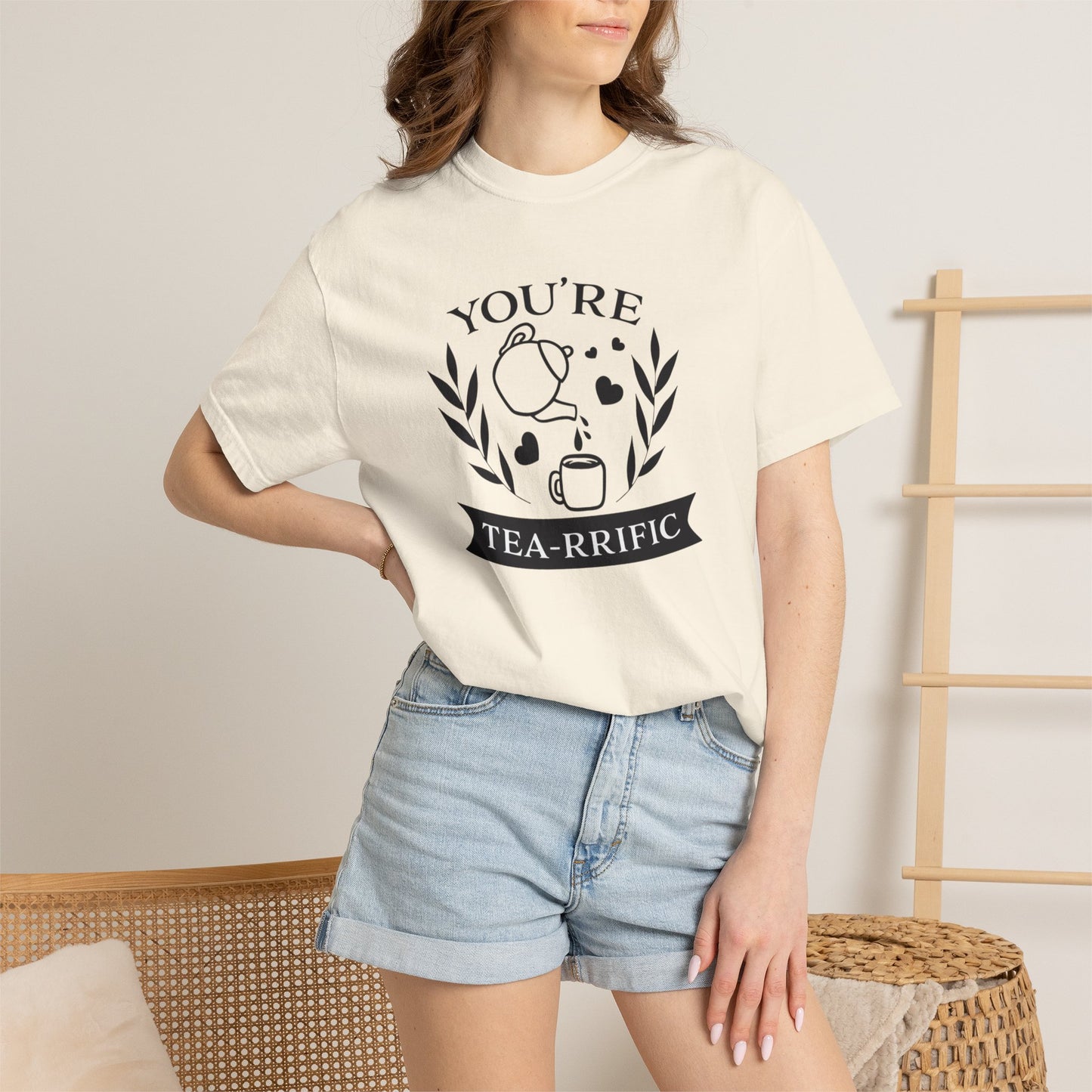 Funny You’re Tea-Rrific Emotional Bond Affection Lovers Tee Sarcastic Romantic Drink Relationship Forever Support Unisex Heavy Cotton T-Shirt
