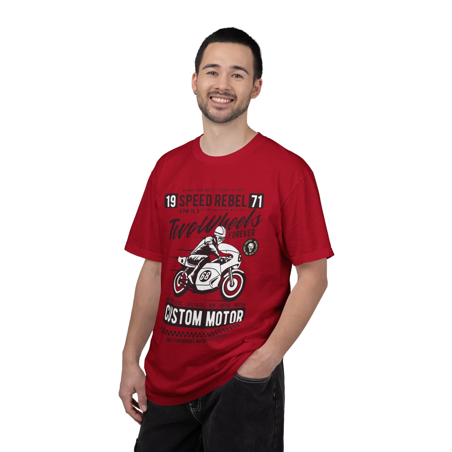 Speed Rebel Two Wheels Custom Engine Club Motorbike Lovers Trendy Tee High-speed Rider Adventure Racer Unisex Heavy Cotton T-Shirt
