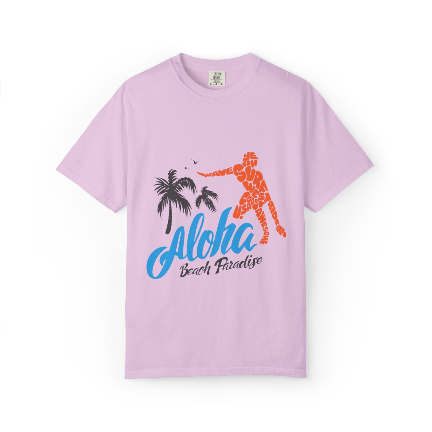 Funny Aloha Beach Paradise White Sand Coconut Tress Beach Party Beach Bar Beach Surfers Unisex Heavy Cotton T-Shirt