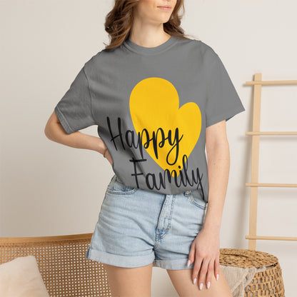 Happy Family Peaceful Paradise Tee Cherished Space Heartfelt Haven Unisex Heavy Cotton T-Shirt