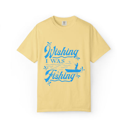 Funny Wishing I Was Fishing Catch and Release Unconditional Love Fishing Boat  Fishing Rod Sarcastic Adventure Unisex Heavy Cotton T-Shirt