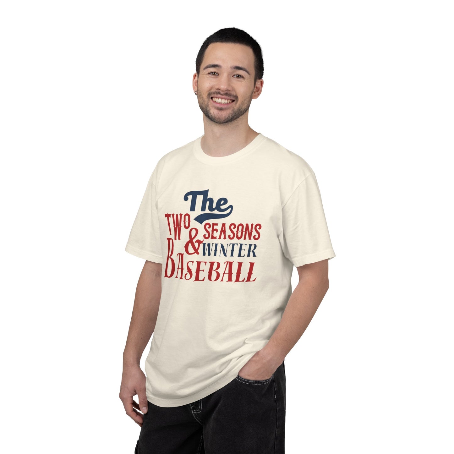 The Two Seasons Winter & Baseball Pitcher’s Snow Peace Tee Scoreboard Smiles Inning Of Joy Unisex Heavy Cotton T-Shirt