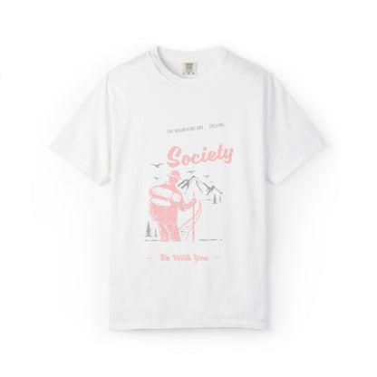 Funny Camping Society I Love Camping Enthusiastic Traveler Sarcastic Adventure Birds In The Mountains Unisex Heavy Cotton T-Shirt