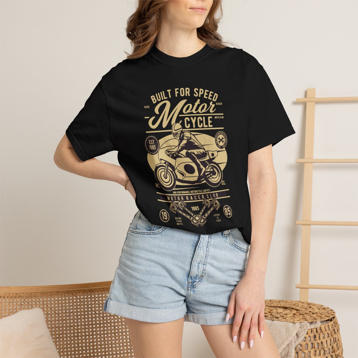 Built For Speed Motorcycle Custom Engine Club Motorbike Lovers Trendy Tee High-speed Rider Adventure Racer Unisex Heavy Cotton T-Shirt