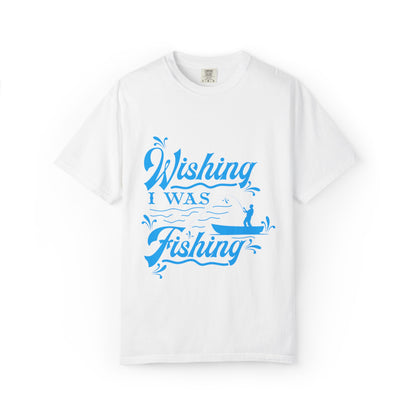 Funny Wishing I Was Fishing Catch and Release Unconditional Love Fishing Boat  Fishing Rod Sarcastic Adventure Unisex Heavy Cotton T-Shirt