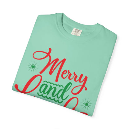 Cheerful Merry & Bright Joyful Christmas Time Christmas Lights Merry Christmas Jesus Birth Unisex Heavy Cotton T-Shirt
