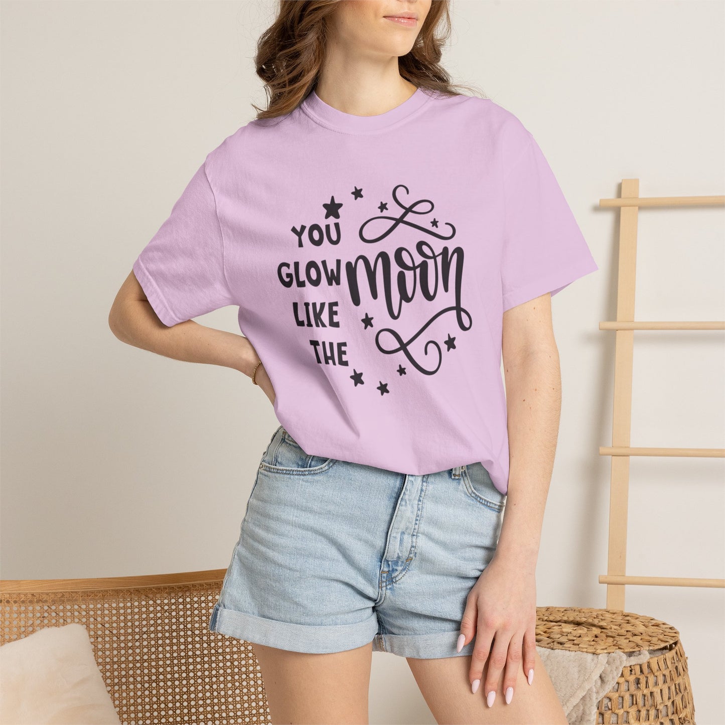 You Glow Like The Moon Inner Beauty Fashion Tee Body Positivity Wellness Forever Young Healthy lifestyle Unisex Heavy Cotton T-Shirt