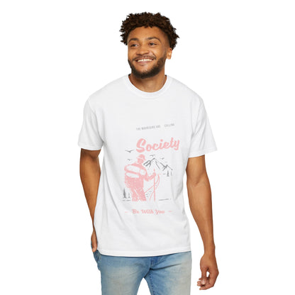 Funny Camping Society I Love Camping Enthusiastic Traveler Sarcastic Adventure Birds In The Mountains Unisex Heavy Cotton T-Shirt