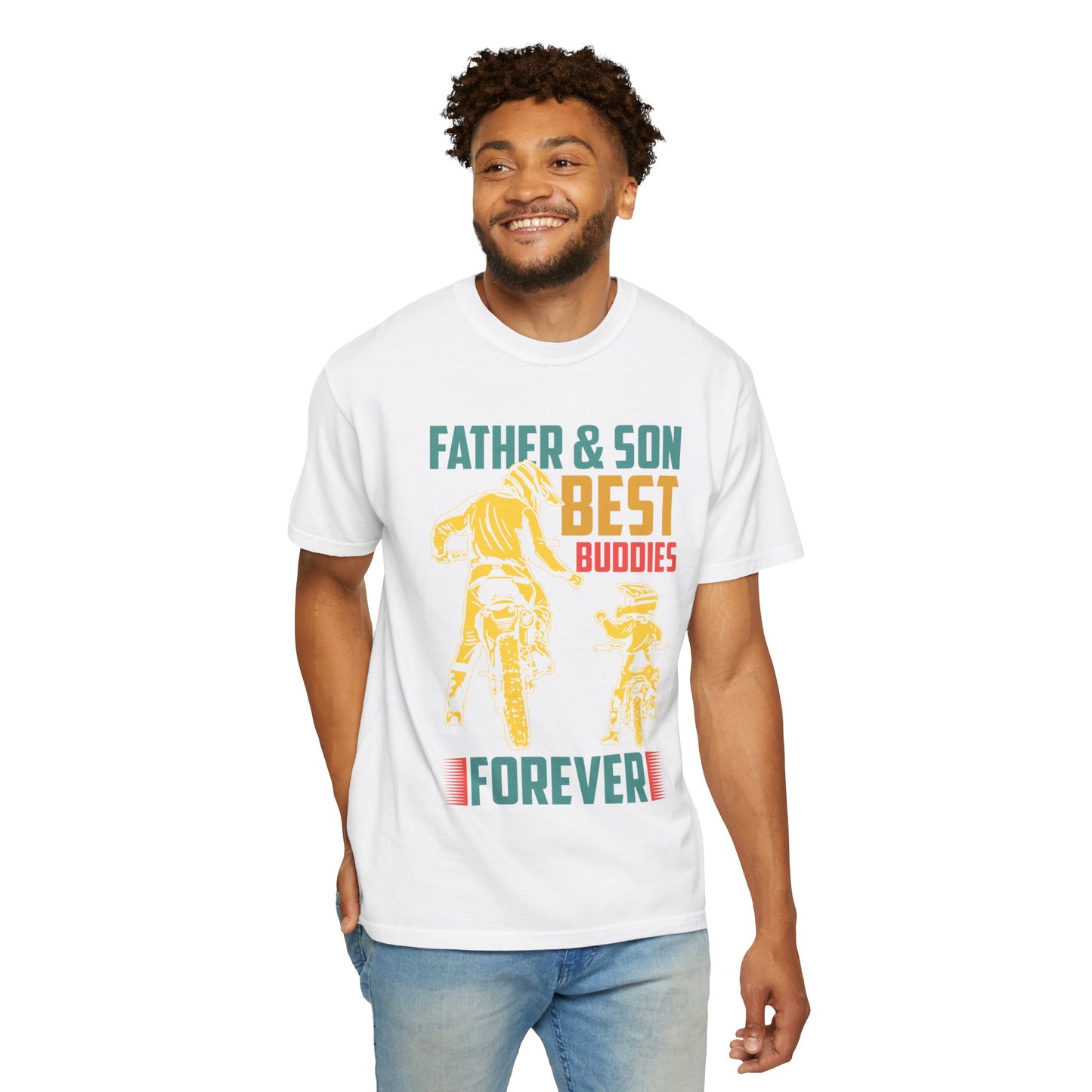 Lovable Father And Son Best Buddies Forever Role Model Loving Father Fatherhood Heroic Dad Unisex Heavy Cotton T-Shirt