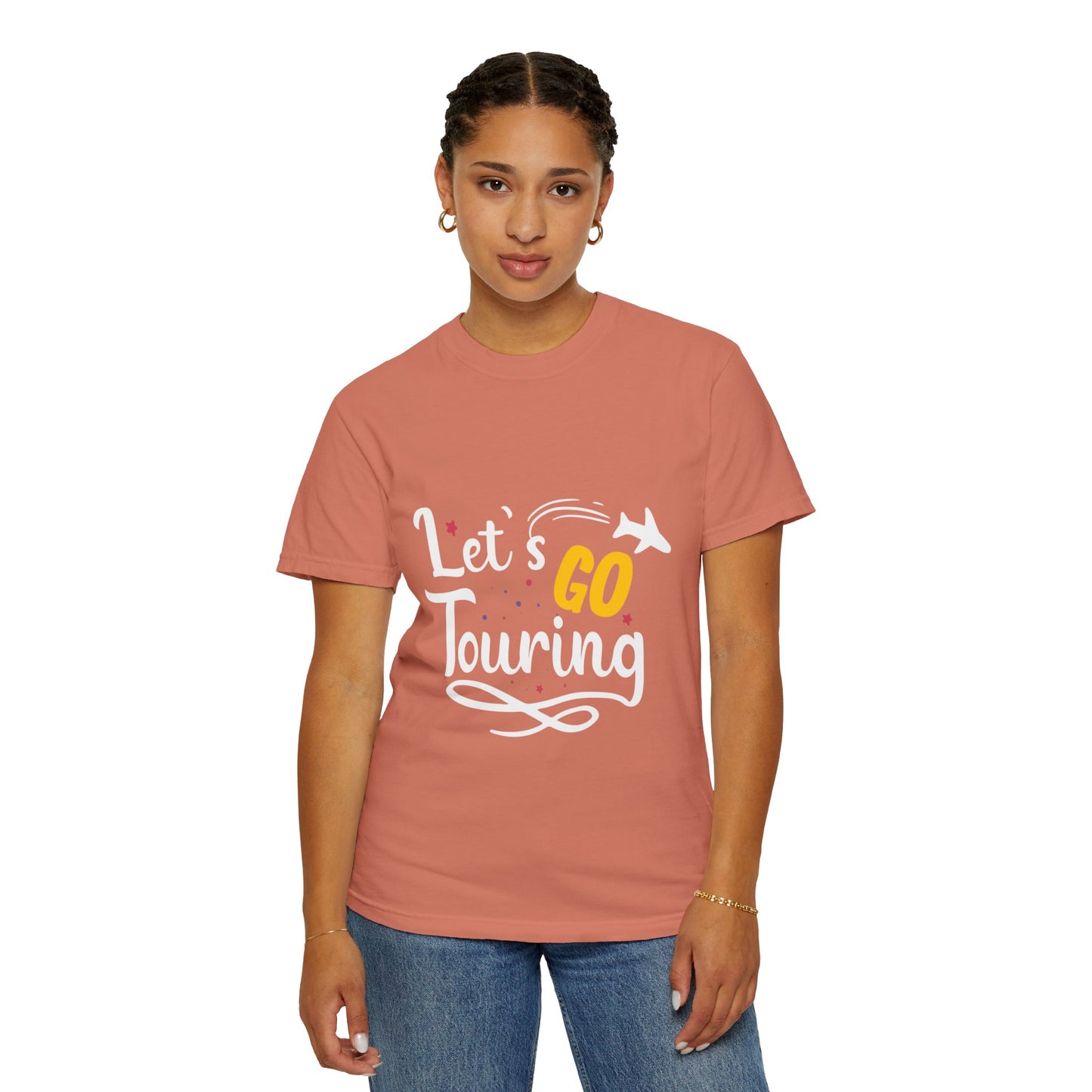 Let’s Go Touring Trendy Tee Travel Addict Exploring Adventurous Tour Lover Tourist Journey Unisex Heavy Cotton T-Shirt