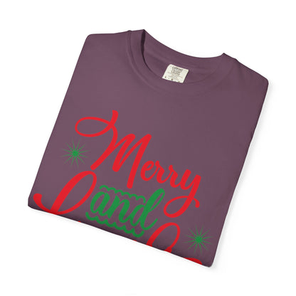 Cheerful Merry & Bright Joyful Christmas Time Christmas Lights Merry Christmas Jesus Birth Unisex Heavy Cotton T-Shirt