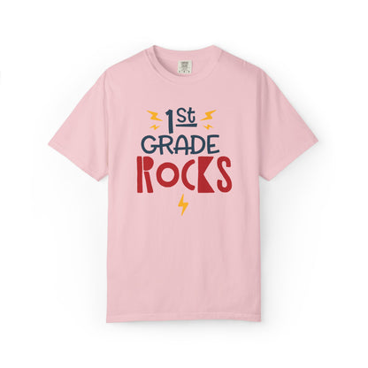 Funny 1st Grade Romeo Learning Legend Super Scholar Junior Geniuses Science Star Student’s Day Unisex Heavy Cotton T-Shirt