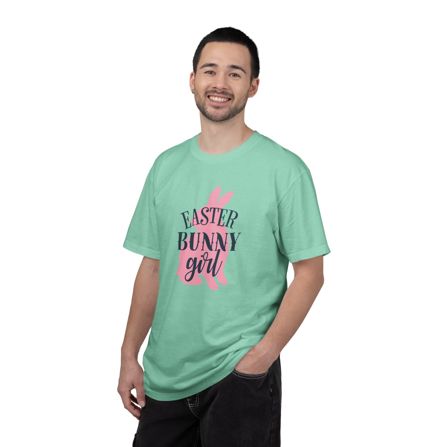 Easter Bunny Girl Holy Week Celebration Spring Festival Tee Christian Holiday Excitement Eggs Good Friday  Unisex Heavy Cotton T-Shirt