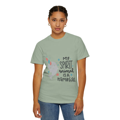 My Spirit Animal Is a Narwhal Unicorn Of The Sea Tusk Tee Inuit Culture Migration Unisex Heavy Cotton T-Shirt
