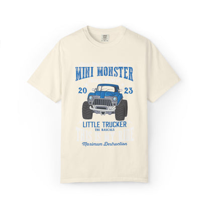 Funny Mini Monster Truck Manic Speed Truck Power Sarcastic Extreme Adventure Four-Wheel Drive Unisex Heavy Cotton T-Shirt