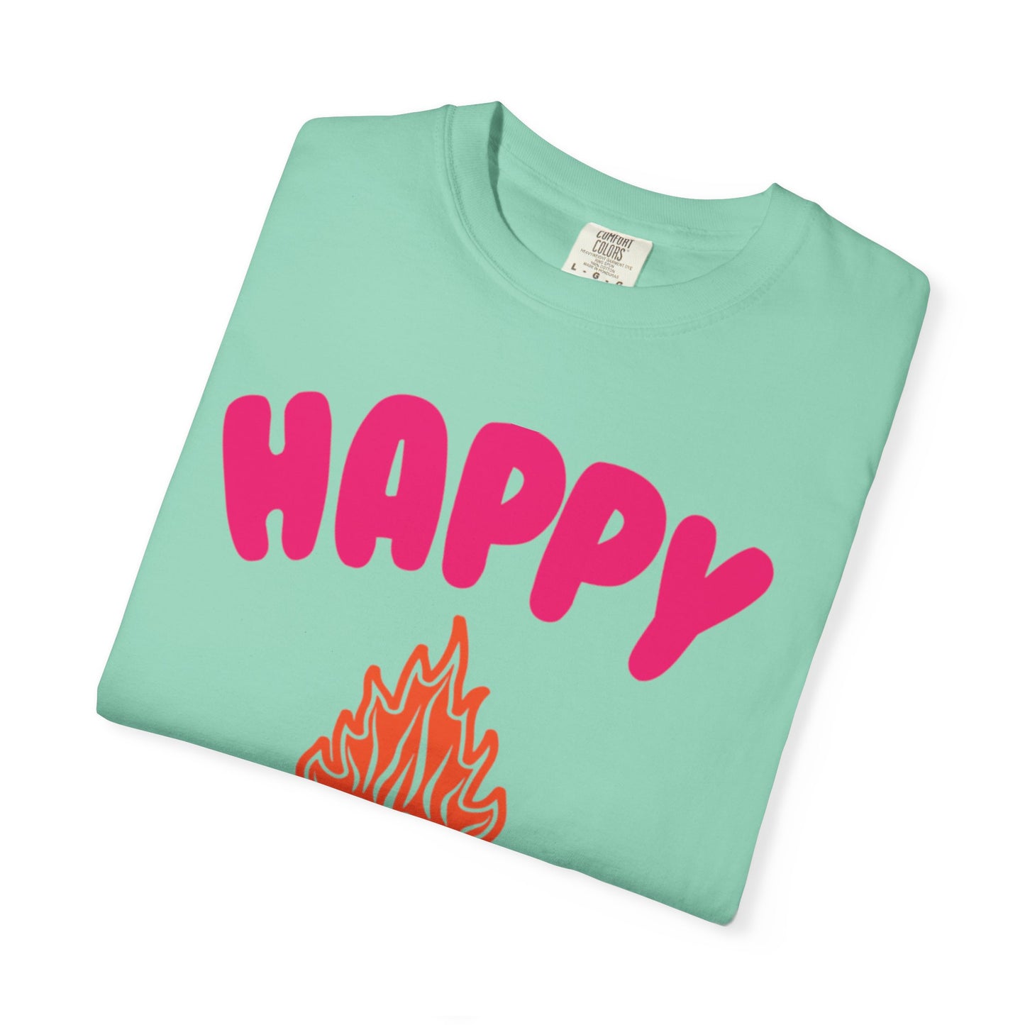 Happy Camper Freedom Fighter Adventure Lovers Tee Nature Exploration Bonfire Travel Van Unisex Heavy Cotton T-Shirt