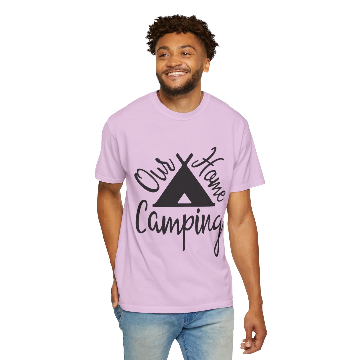 Our Home Camping Freedom Fighter Adventure Lovers Tee Nature Exploration Bonfire Travel Van Unisex Heavy Cotton T-Shirt