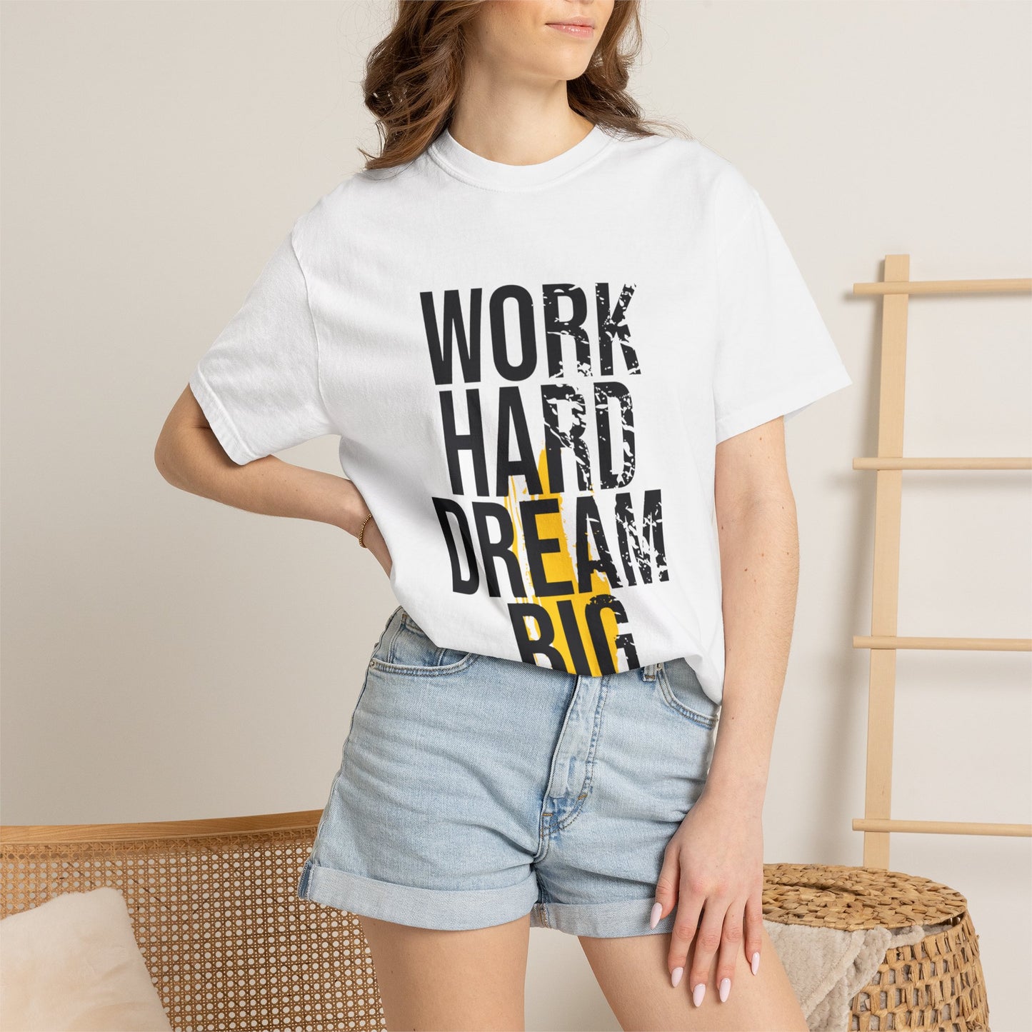 Work Hard Dream Big Creativity Imagination Tee Determination Reach For The Stars Unisex Heavy Cotton T-Shirt