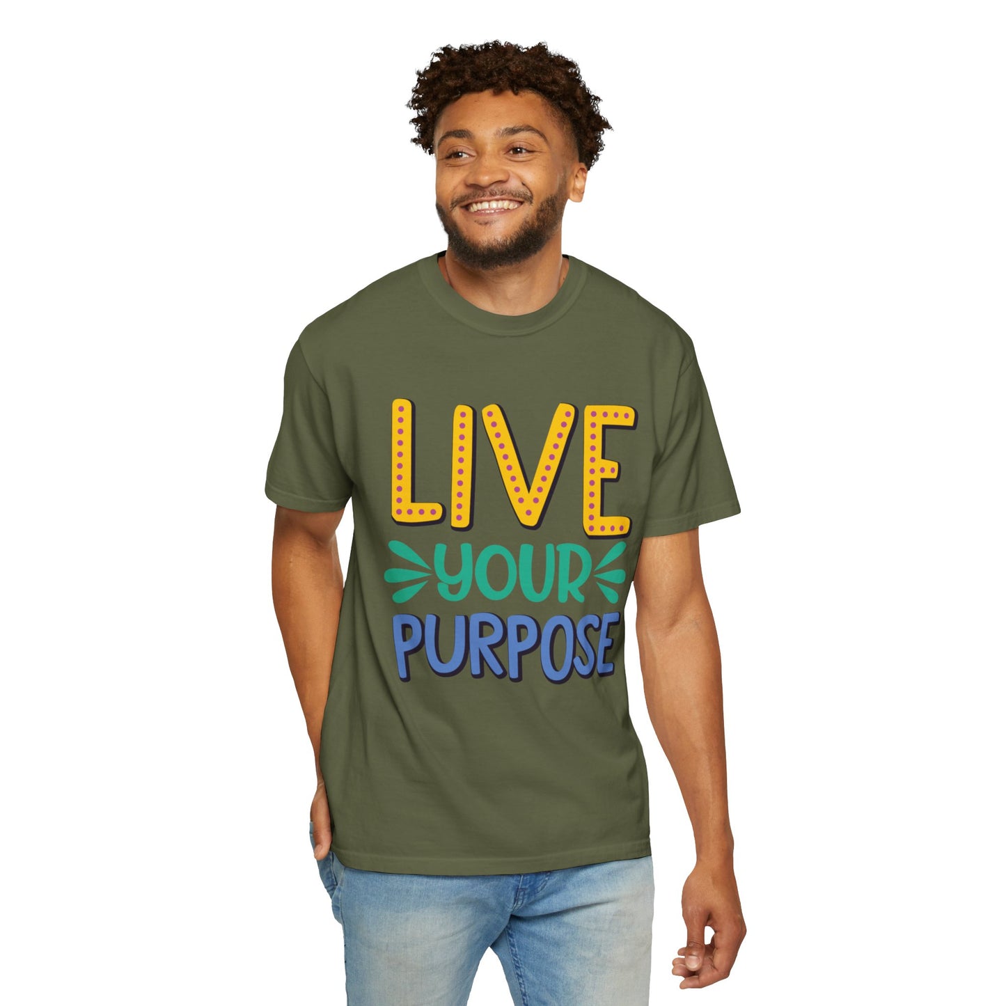 Live Your Purpose Inspirational Tee Stay Focused Positive Message Set Your Goal Empowering Personal Growth Unisex Heavy Cotton T-Shirt