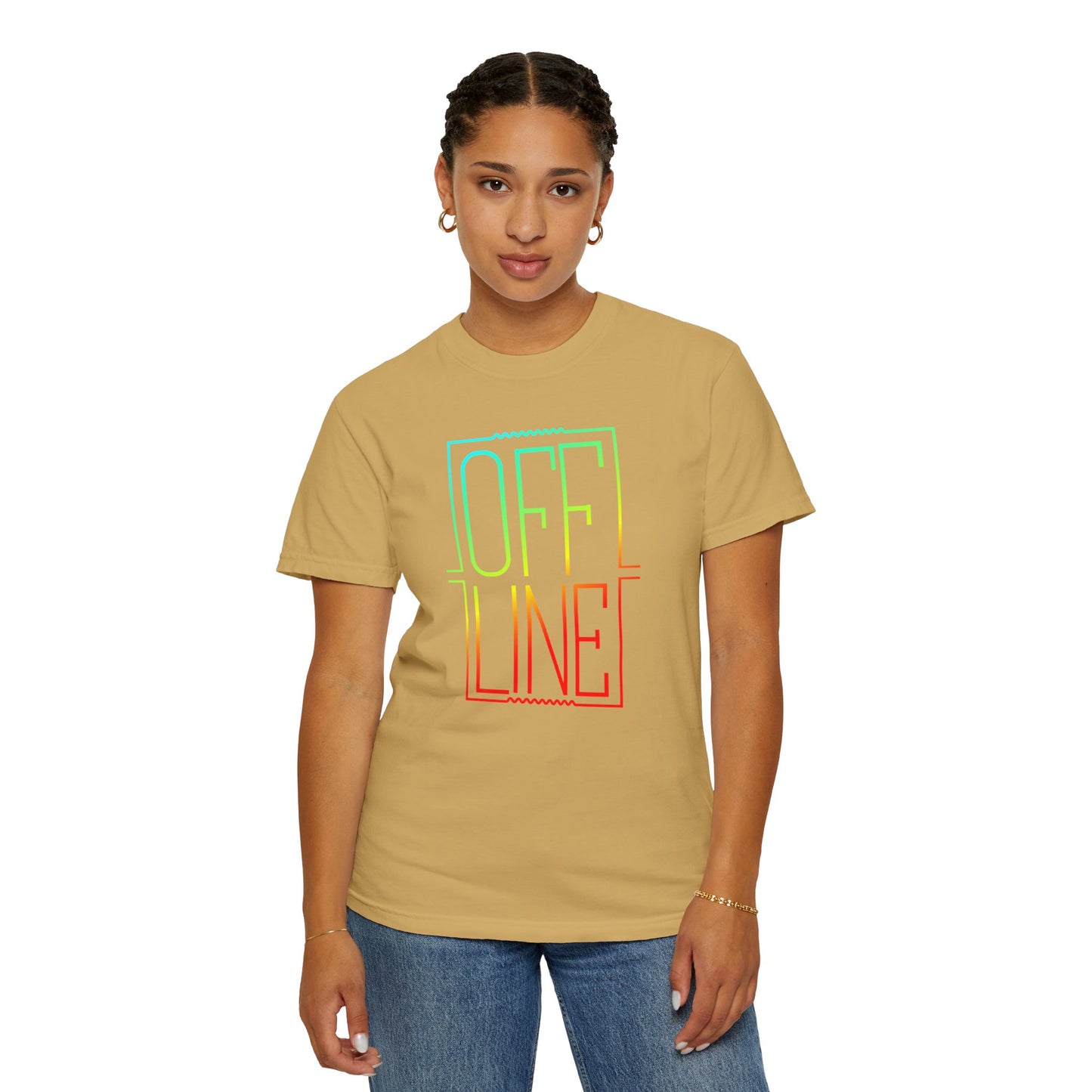Offline Graphic T-Shirt — Retro Neon Text Tee