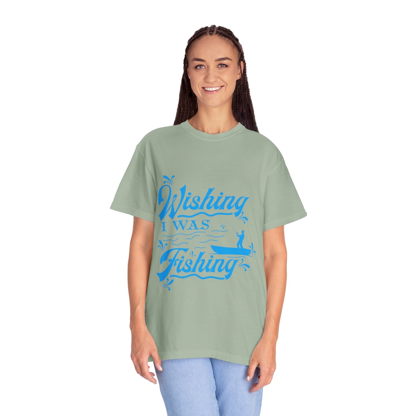 Funny Wishing I Was Fishing Catch and Release Unconditional Love Fishing Boat  Fishing Rod Sarcastic Adventure Unisex Heavy Cotton T-Shirt