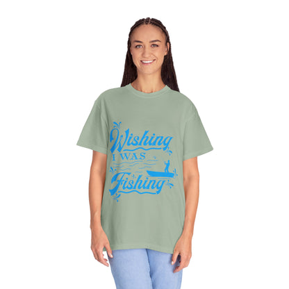 Funny Wishing I Was Fishing Catch and Release Unconditional Love Fishing Boat  Fishing Rod Sarcastic Adventure Unisex Heavy Cotton T-Shirt