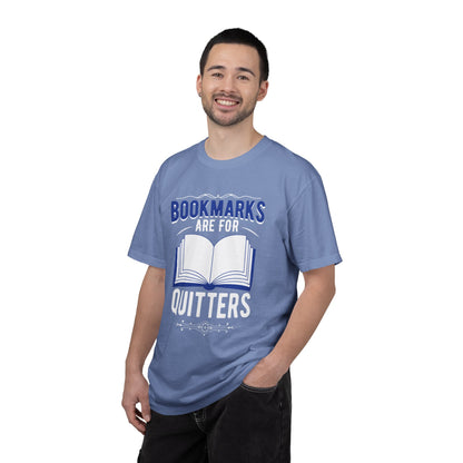 Bookmarks Are For Quitters Literary Glamour Trendy Tee Topics Story Reads Sparkling Stories Reminders Unisex Heavy Cotton T-Shirt