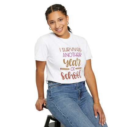 I Survived Another Year Of School Action Goal Setting Achievement Tee Self-Improvement Motivation Unisex Heavy Cotton T-Shirt