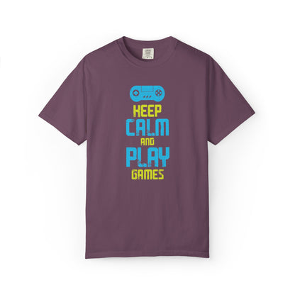 Funny Keep Calm And Play Games Pro Gamer Skills Gaming Mindset Sarcastic Gameplay Optimization Unisex Heavy Cotton T-Shirt