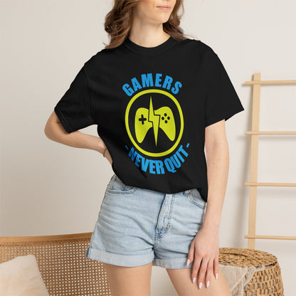 Inspirational Gamers Never Quit Virtual Immortality Forever A Gamer Immortalized In Pixels Unisex Heavy Cotton T-Shirt