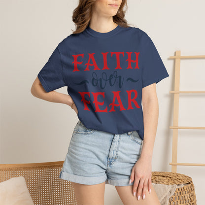 Faith Over Fear Stop Wishing Start Doing Action Goal Setting Modern Tee Achievement Self-Improvement Unisex Heavy Cotton T-Shirt