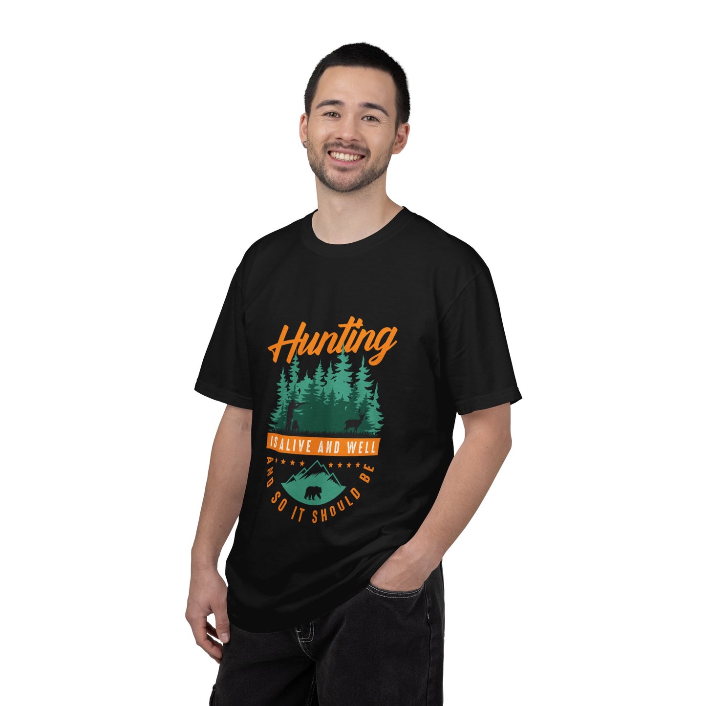 Funny Hunting Is Alive And Well Hunting Enthusiast Hunting Season Sarcastic Forest Wilderness Adventure Unisex Heavy Cotton T-Shirt