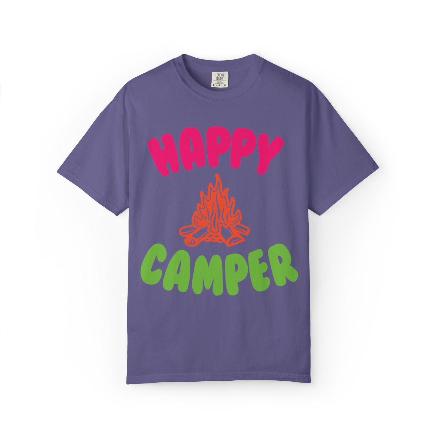Happy Camper Freedom Fighter Adventure Lovers Tee Nature Exploration Bonfire Travel Van Unisex Heavy Cotton T-Shirt