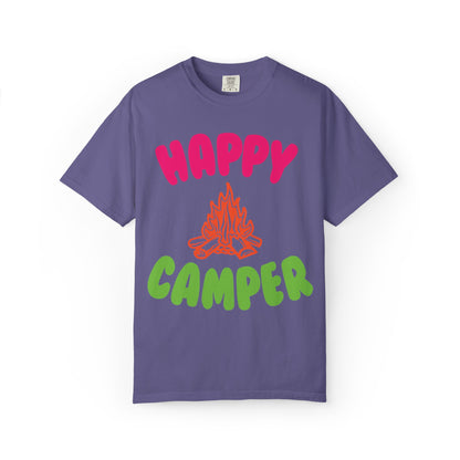 Happy Camper Freedom Fighter Adventure Lovers Tee Nature Exploration Bonfire Travel Van Unisex Heavy Cotton T-Shirt