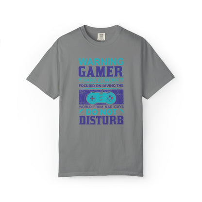 Funny Warning Gamer Do Not Disturb Digital Protector Virtual Heroism Sarcastic Battle Against Evil Unisex Heavy Cotton T-Shirt
